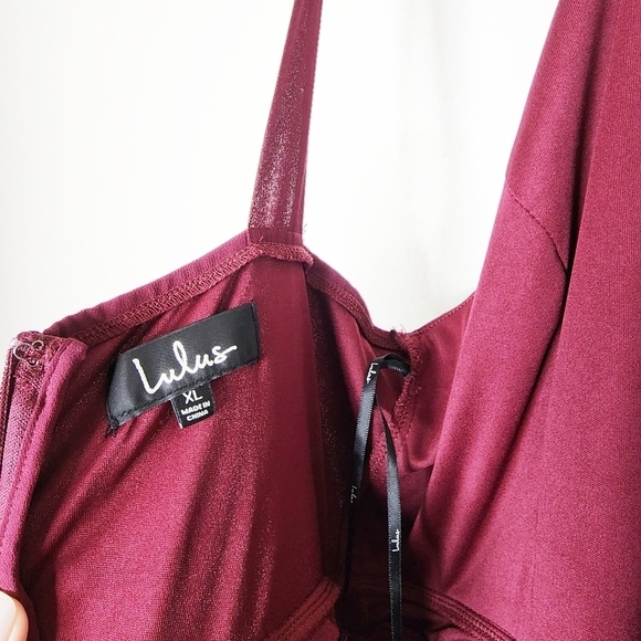 NWT Lulus Air Of Romance Burgundy Maxi Formal Bridesmaid Dress, Size XL - Picture 8 of 10